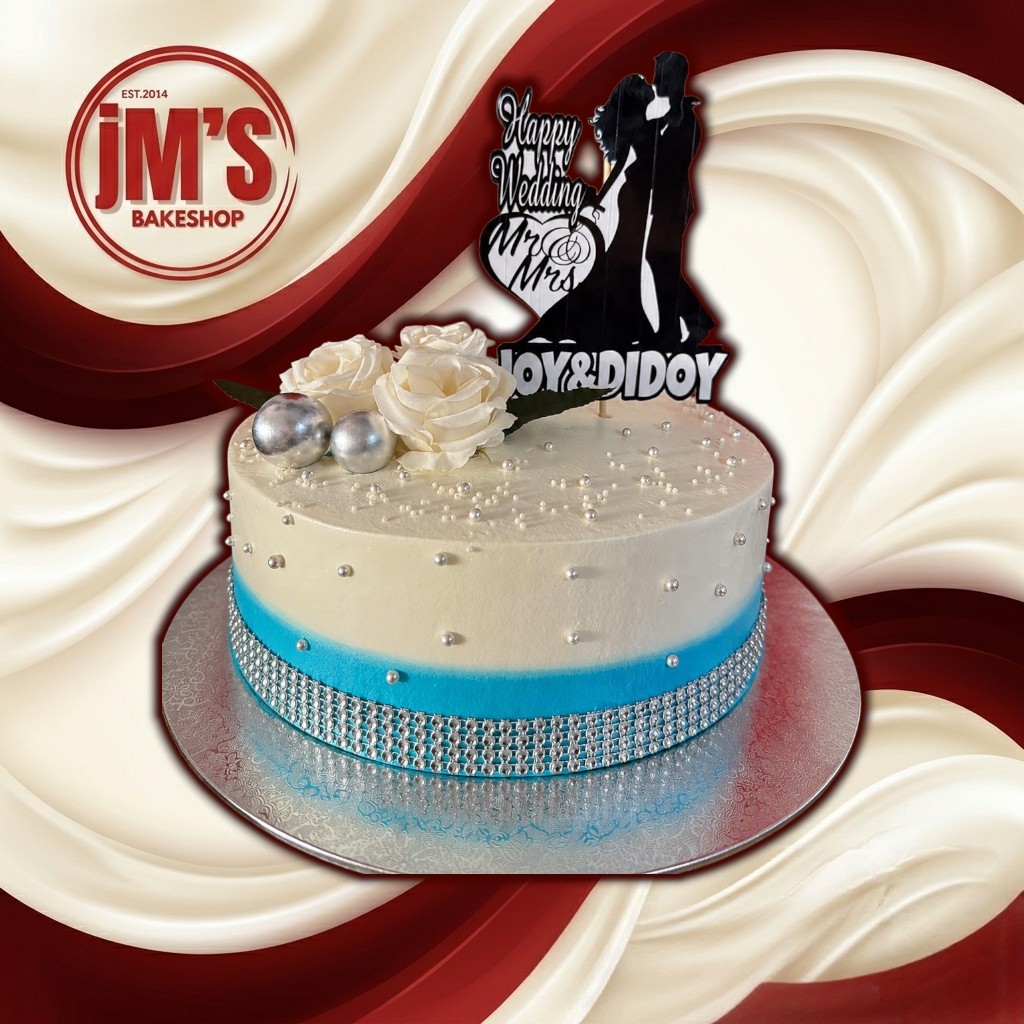 Blue & Pearl Wedding Cake